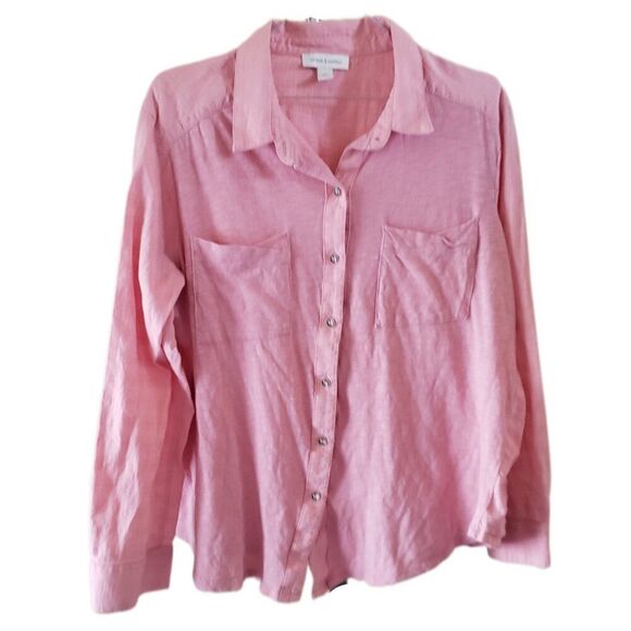 Vintage America Pink Button Up Long Sleeve Shirt with Pockets - Picture 1 of 3